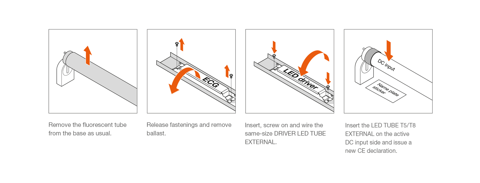 LED tube extrenal system - installation